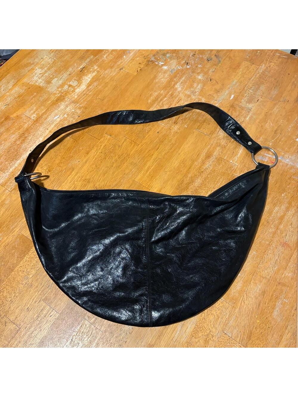 HOBO International Black Leather Crescent Hobo Shoulder Bag Purse Large NWOT